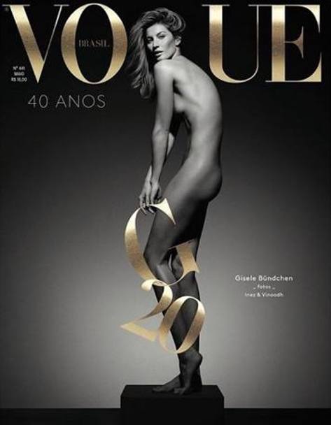 Eccola sulla cover dell&#39;edizione brasiliana del mensile di moda Vogue che festeggia 40 anni di edicola. (Instagram) 